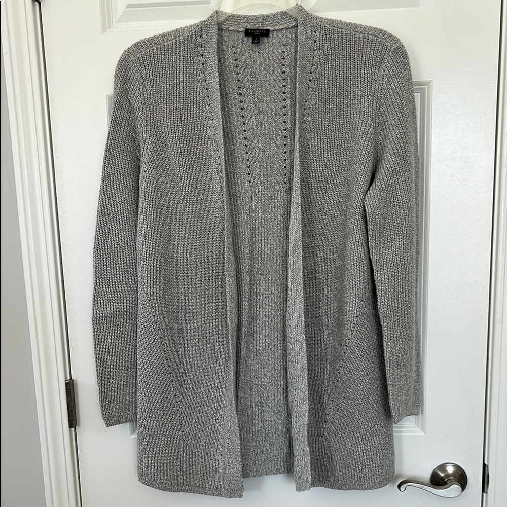 Talbots Women's 1X Cardigan Sweater Gray Knit Open Front. New without tags